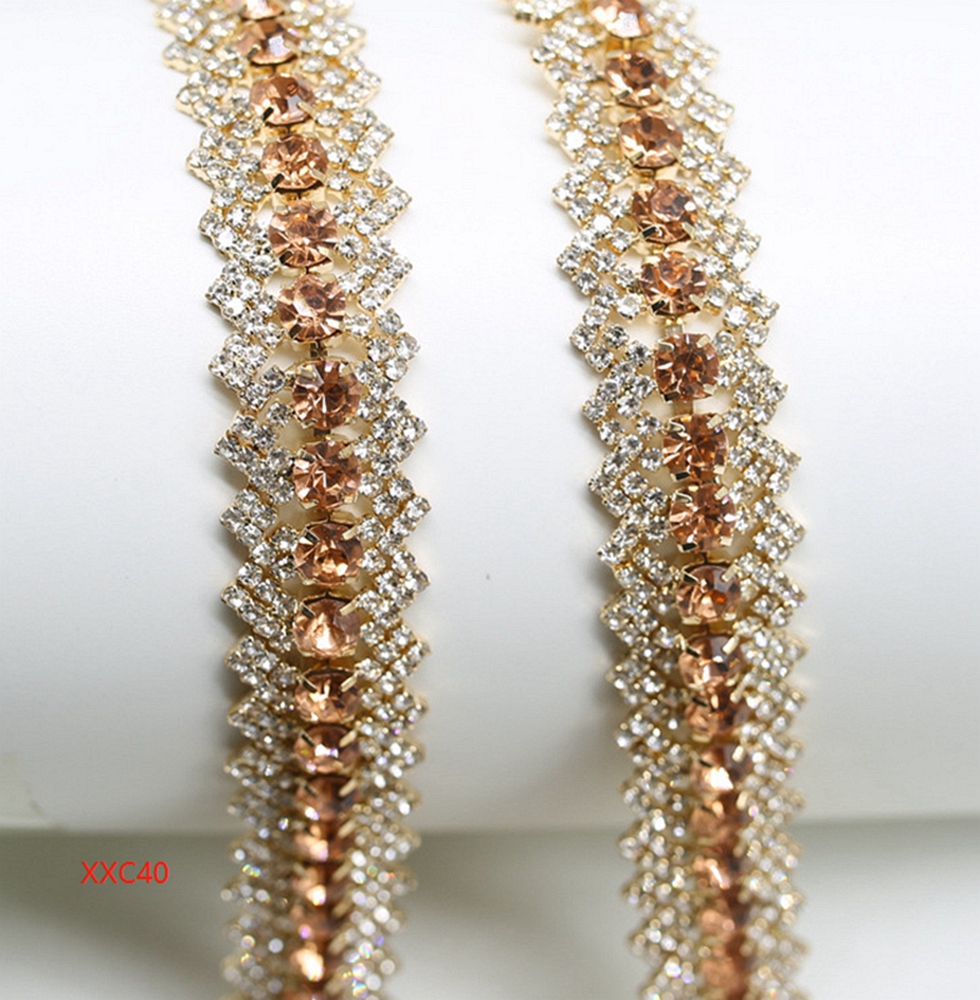 Orange Crystal beaded trims