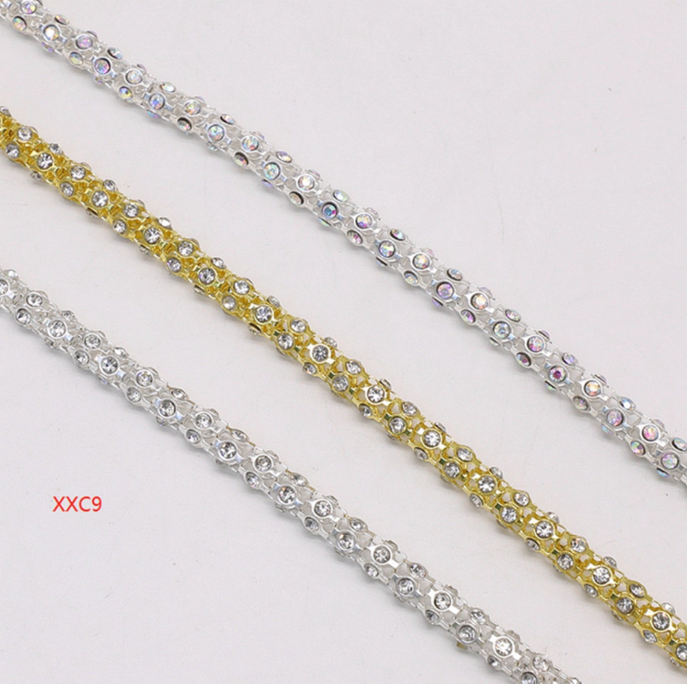 Hot fix gold rhinestones trims