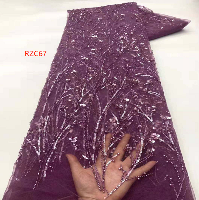 haute couture hand beaded lace fabric