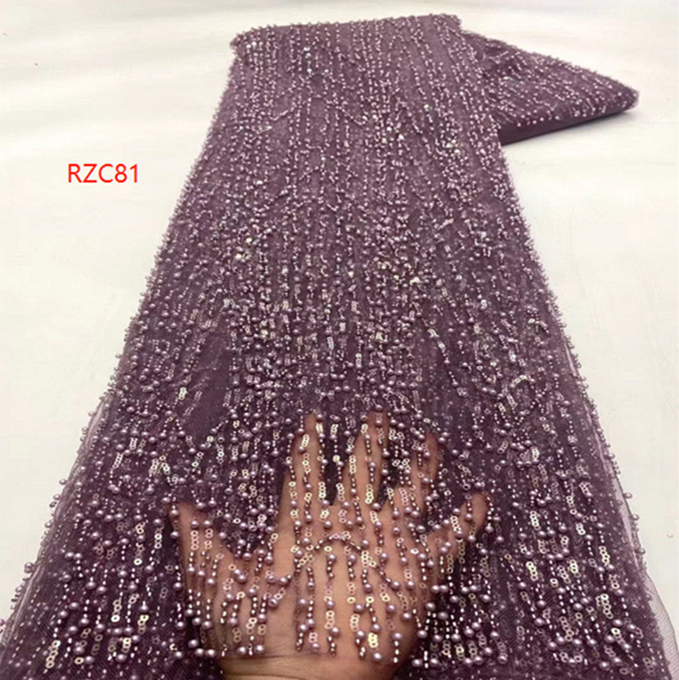 heavy beaded luxury 3d lace fabric with sequince