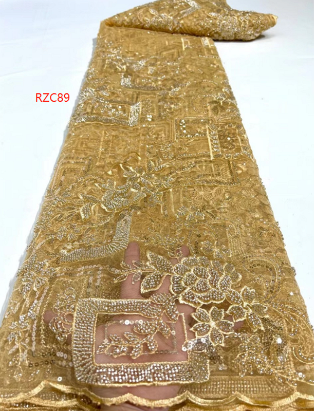 Gold Beaded Tulle Fabrics