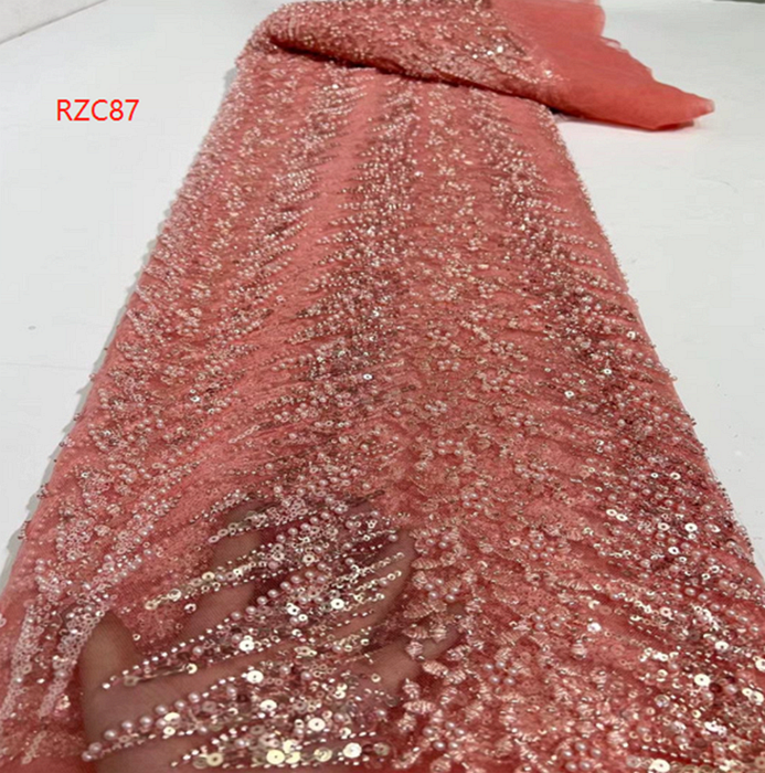 3d beaded lace fabric