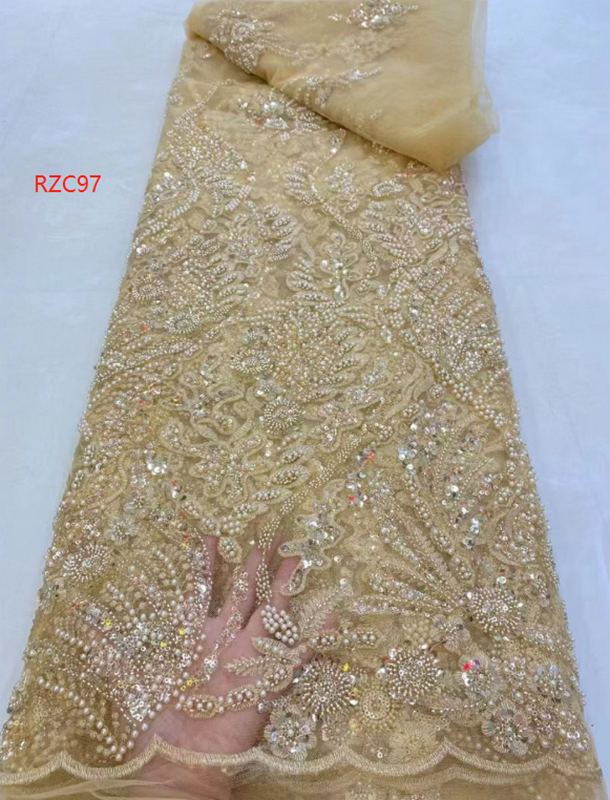 2022 african hand beaded lace fabrics